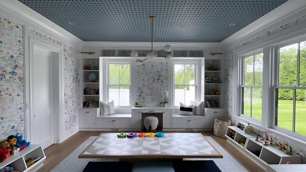Interior trim painting project in Westport CT with built-ins and crisp millwork detail